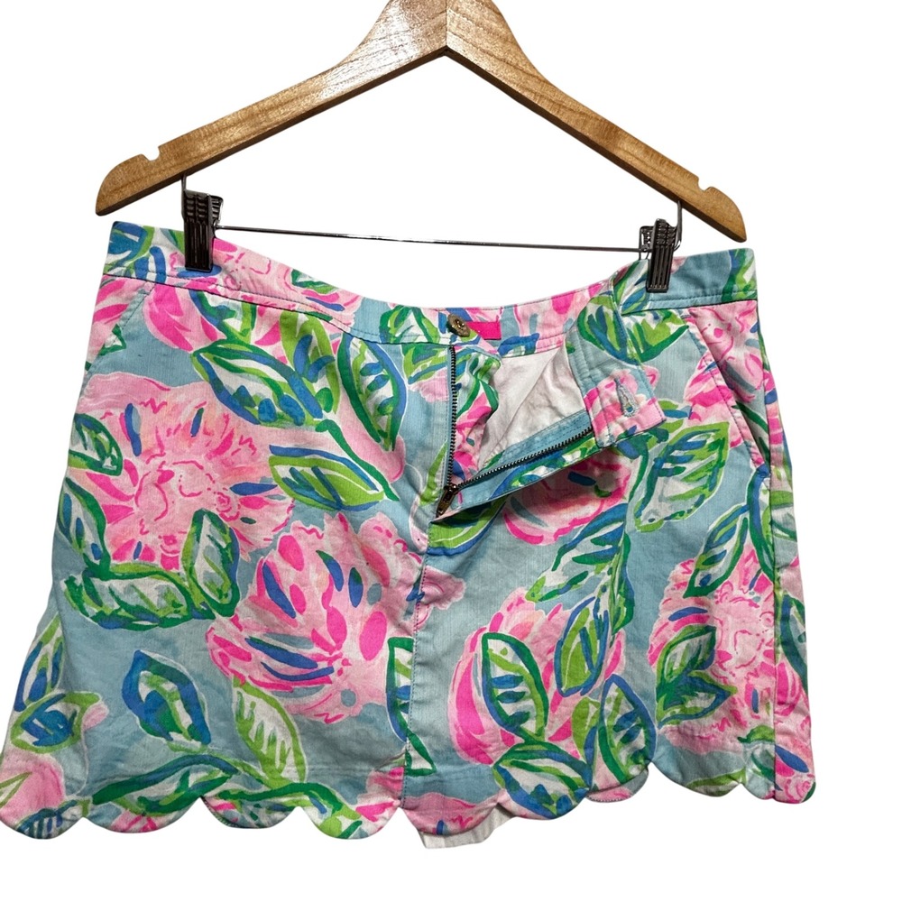 Lilly Pulitzer Skort 16 Splendor in the Sand Floral Scalloped Hem Preppy Resort - Picture 3 of 10